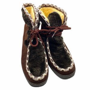 Alpine Booties Boots Winter Vintage Snowland Brown Suede Sherpa Leather Size 8